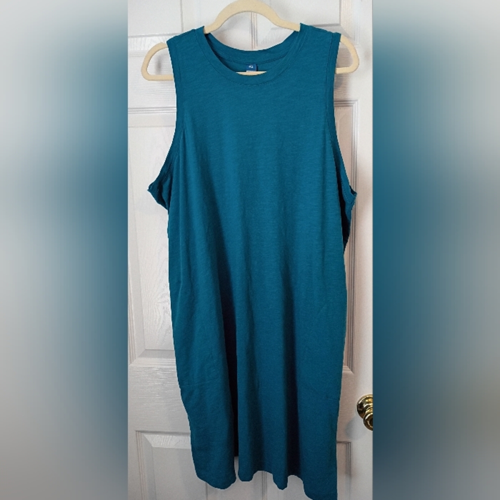 Old Navy Teal Sleeveless Sleeveless Crewneck Dress